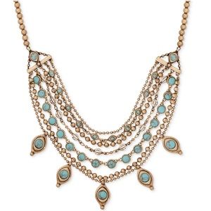 Lucky Brand Gold Turquoise Layered Collar Necklace